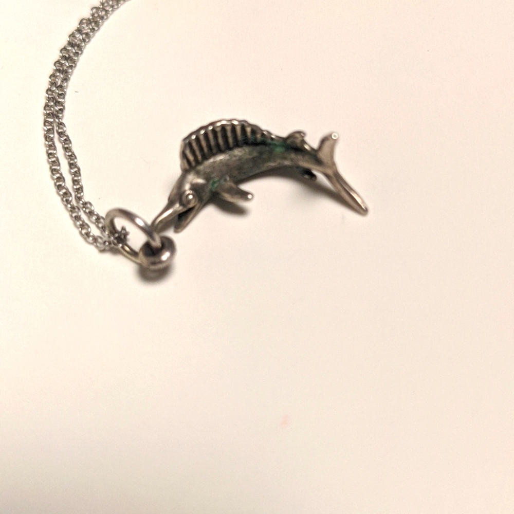 Marlin 925 necklace handcrafted artisan silver pendant